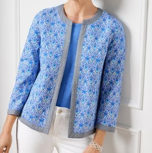 Talbots quilted cotton medallion paisley blue jacket